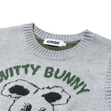 WITTY BUNNY FOOTBALL KNIT VEST - MELANGE GRAY