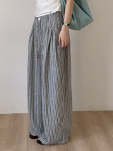Rose String Stripe Wide Pants