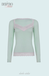 Ripel Mint Pink Lace Long-Sleeve T-Shirt