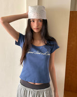 [ORIGINAL] スクープスクエアベルベットショートスリーブTシャツ