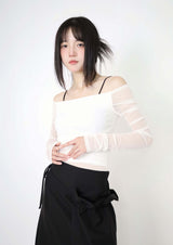 Ara off-Shoulder Mesh Tee