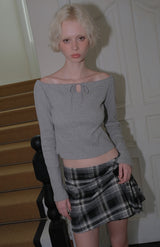 C EYELET RIBBON TIED T_GREY