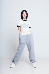 ユニバーサルプリント ½Tシャツ (ivory/navy)