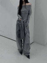 chio off-shoulder strap knit (3color)