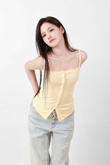 ボタンノースリーブトップス Yellow