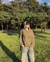 Lune Cable Half Zip-Up Hoodie Knit