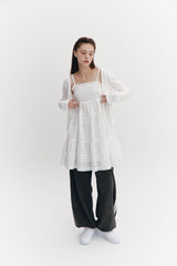 Ribbon Punching Cardigan Ivory