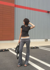 GLAM SHIRRING BOOTS CUT PANTS