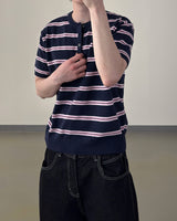 Diron Striped Henley Knit
