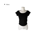 Cosy U-Neck Layered Cap Sleeve Wool Short Sleeve Knit