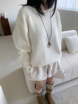 [UNISEX] Cloudy Season Overfit Angora Crewneck Long Sleeve Knit (7 colors)
