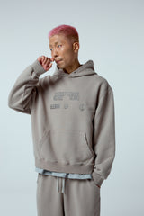 Street league artwork damage washing over-crop fit hoodie (Ash grey)