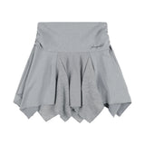 [Set] アンバランススカートレイヤードピンタックパンツ (グレー) F25QD894