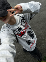 メタルプリンティング長袖ルーズフィットTシャツ