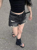 Ash & Ocean Damage Washing Denim Shorts (2 colors)