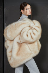 TWO TONE FUR JACKET -IVORY