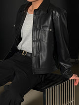 [NEW SEASON] Leather trucker jacket
