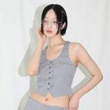 Pinstripe Vest - GREY