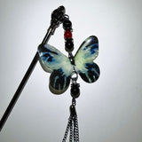 Black goth butterfly ornamental hairpin_2