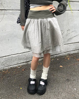 Luri Stripe Color Banding Chiffon Double Midi Flared Skirt
