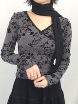 Floral cross-neck top