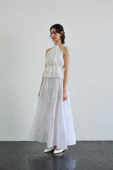 PEARL HALTERNECK TOP / WHITE