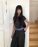 ポソンコントラストシャーリング半袖Tシャツ
