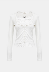 Milky Ribbon Layered Cardigan Set