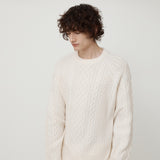 カシミアブレンディドケーブルニット WHITE
