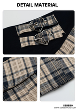 Heart Buckle Preppy Checkered Mini Skirt
