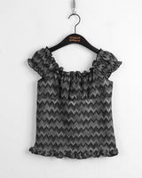 Ptik Hippie Frill Banding Zigzag Off Shoulder T-Shirt