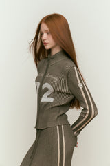 GARMENT HIGH NECK KNIT ZIP UP [KHAKI]