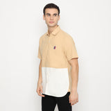 MON AKITA - Ito Men Short Sleeve Shirt Beige White