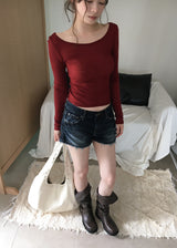  Koka Distressed Low-Rise A-Line Denim Shorts 