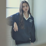Signature Nylon Collar Sweatshirt_Navy
