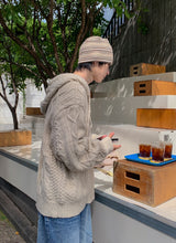 Grain Fisherman Knit Hooded Zip-Up