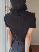 ロールスタンドカットクロップショートスリーブTシャツ