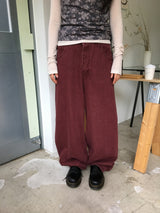 Plum wide cotton pants (1color)