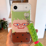 スマイリーフェイスハードジェルケース -  VER.2 (+HAIR KEYRING SET) - グリーン