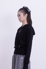 Classic Cut-out Crop Hood Top (BLACK)