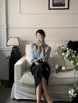 Roniv Silky Hidden Button Blouse / 5 colors