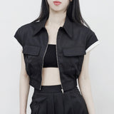 Aperi shirt pocket zip-up + skirt set