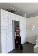 スカーフレオパードスクエアネック半袖Tシャツ