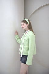 Ribbon Pearl Fur Hairband Green