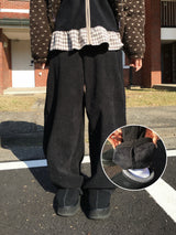 Down Lining Corduroy Wide Pants