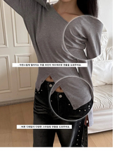 Unbalance slit button knit(3color)