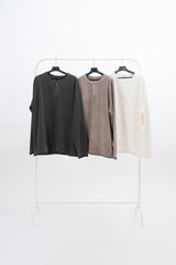 モリアンヘンリーネックダイイングロングスリーブTシャツ