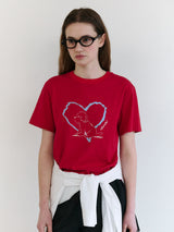 HEART FRIENDS PUPPY T-SHIRT RED