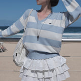 [MADE] striped deep V-neck knit