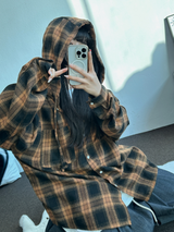M-3XL✨オーバーフィットボクシーチェックスカート🖤🩶💙✨4カラー